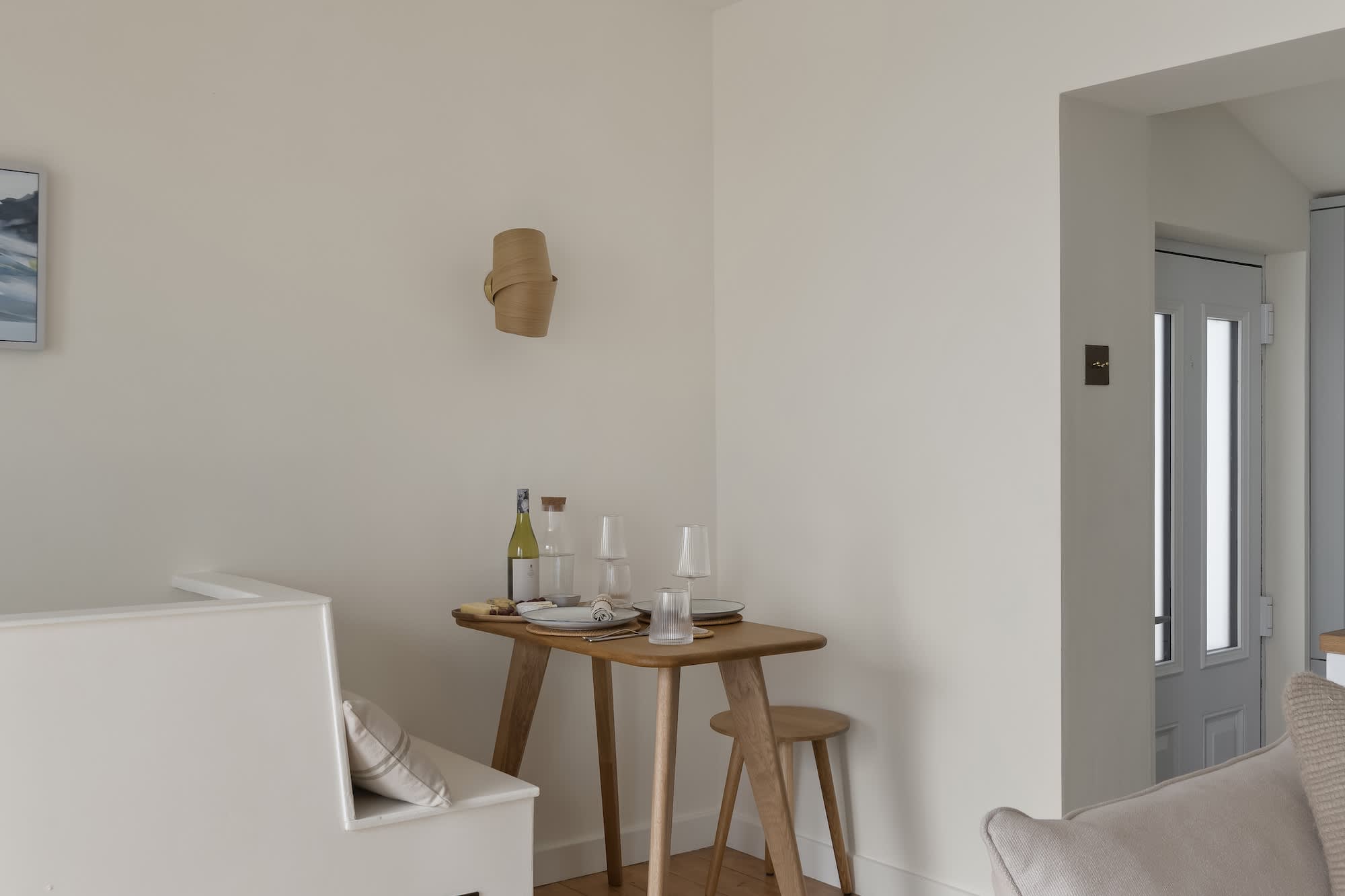 Dining nook with window seat at Triton, Porthleven